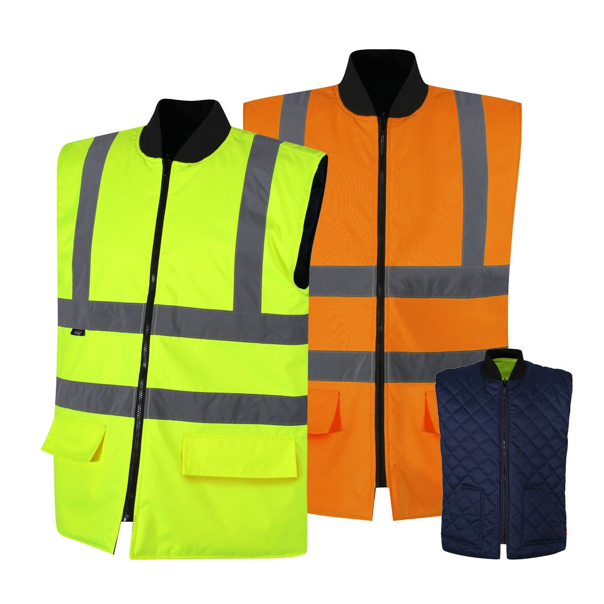 Hi Vis Safety Padded Gilet Body Warmer - Reversable