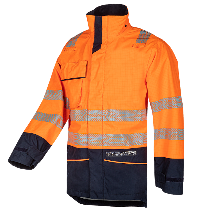 Nash Hi-vis Yellow/Navy Rain Jacket With ARC protection (APC 2) 7227